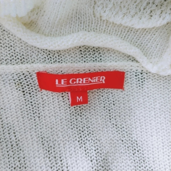 Le Grenier Knit Retro  Sweater Dress With Cowl Neck and Belt Cream/Blue M - Picture 7 of 7